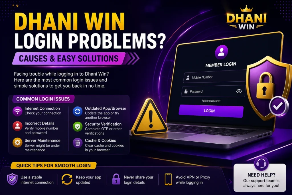 How to solve Dhani Win login problems with secure login solutions, internet fixes, and account recovery tips